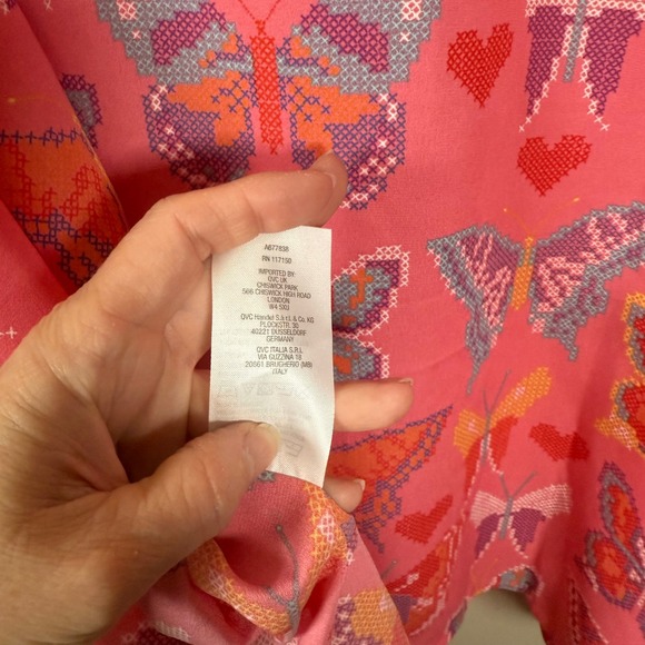 Quaker Factory Love In Flight Butterfly Sheer Short Caftan Top XL Whimsical - Picture 11 of 11